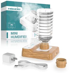 Travel Humidifier, Portable Humidifier for Plants, Bedroom, Office, Hotel or Car, 5000mAh Battery Operated Mini Cool Mist Humidifiers, Quiet 23dB, Auto-off, Night Light & BPA-Free, Wood Grain (MISSING BOTTLE)