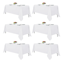 Fitable 6 Pack White Round Tablecloths - 120 Inches in Diameter - Stain Resistant and Washable Table Clothes, Polyester Fabric Table Covers for Wedding, Party, Banquet, Formal Events