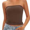 Darong Womens Padded Tube Tops Bulit in Bra Strapless Crop Tops Bandeau Double Lined Basic Going Out Tank Top (Medium, Coffee)