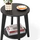 Side End Table Round Black Beside Table Sofa Table Nightstand Modern End Table 2-Tier Small Accent Tables Great for Small Spaces Living Room Bedroom, 16 inches x 16 inches x 20.5 inches