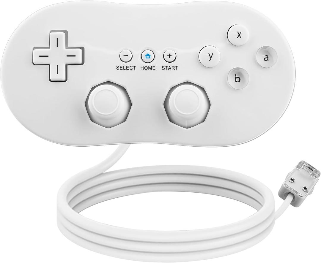 OSTENT Wired Classic Controller Gamepad Joystick for Nintendo Wii Remote Console Video Game Color White