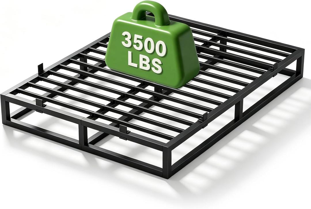 King Bed Frame Metal,10 Inch Platform Bedframe Upgrade Steel Base Black, 79.5"L x 75.5"W x 10"H