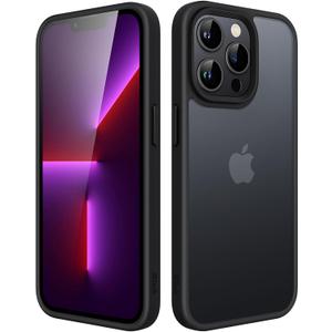 JETech Matte Case for iPhone 13 Pro 6.1-Inch, Shockproof Military Grade Drop Protection, Frosted Translucent Back Phone Cover, Anti-Fingerprint (Black)