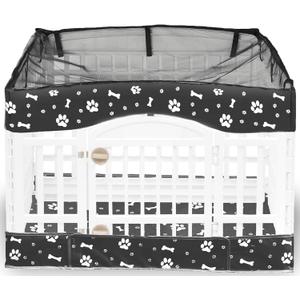 2 Pack Dog Playpen Cover and Bottom Pad Fits for 36 Inch 4 Panels Pet Playpen, Dog Crate Pad Puppy Play Pen Cover, Hoop and Loop Design (Note: Playpen Not Included). -Black