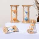 3 x 100% Bamboo Sand Timers, Hourglass Sand Timers 15Min, Wooden Sandglass Timer for Toothbrush Timer Games Classroom Home Office CookingOrange+15Min