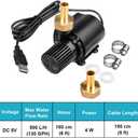 Submersible Clear Water Pump, 4W USB Powered Mini Fountain Circulation Pump for Aquarium