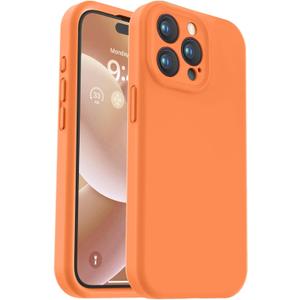 Vooii Compatible with iPhone 15 Pro Max Case, Upgraded Premium Silicone, [Camera Protection] [Soft Anti-Scratch Microfiber Lining] Shockproof Phone Case for iPhone 15 Pro Max 6.7 inch - Bright Orange
