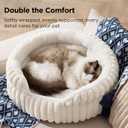 Bedsure ComfyFleece Cat Bed, Washable Round Cute Cat Beds for Indoor Cats, Super Soft Corduroy Pet Bed for Puppy and Kitten with Anti-Slip Bottom, 23''x23''x8.5'', Cream