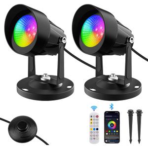 T-SUN Spot Lights Indoor, Led Spot Lights with Smart APP & Remote, Plant Spotlight Indoor Uplights, 16M Colors Floor Light Dimmable Music Sync Timer for Festival Party Tree Decor Home (2 Pack)