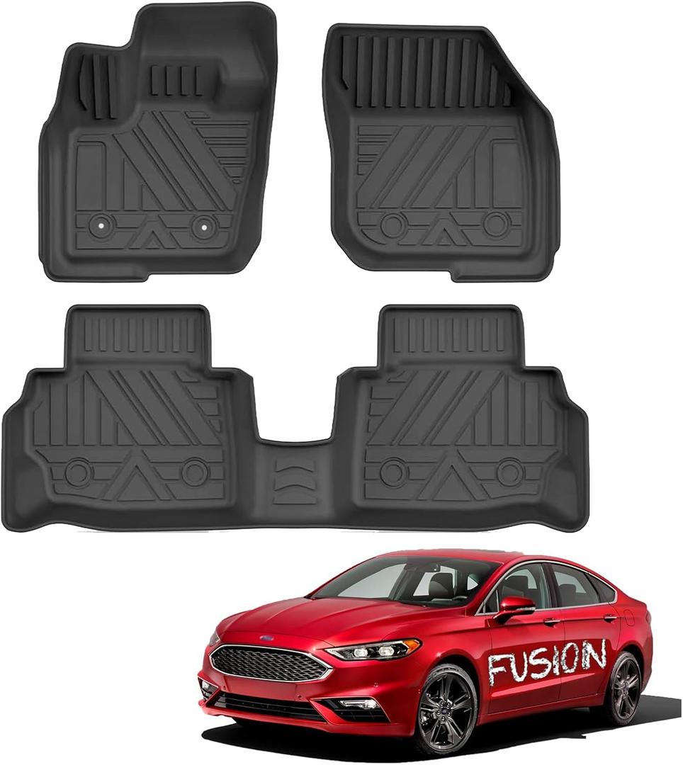 AOMSAZTO Floor Mats for 2017-2020 Ford Fusion/Lincoln MKZ, Custom Fit Floor Liners for 1st & 2nd Row All-Weather Protection Car Mat Automotive Floor Mats, Black