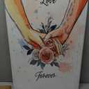 Canvas Wall Art Framed Love Forever Couple Holding Hands Floral Rose Watercolor Romantic Pink Elegant Eclectic Modern Wall Decor for Living Room Romantic Gift for Wife Girlfriend Decor 16x24 Inches