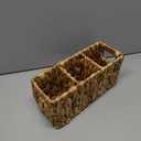 Wicker Party Silverware Caddy, Small Water Hyacinth Plastic Cutlery Utensil Holder, Hand Woven with Handles, Kitchen Countertop and Picnic flatware Organizer