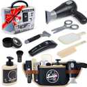 Kids Barber Shop Pretend Play Toy with Toolbelt, Kids Shaving Kit for Boys, Haircut Kit for Boys 3+ Year Old Birthday Gift, Hair Salon Toddler Play Set, with Storage Box for Role Play, Black