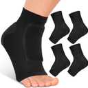 Nuanchu 2 Pairs Padded Skate Socks Ice Skating Protection Socks Lace Bite Gel Pads Ankle Malleolar Sleeves Protection Guards for Front Foot Shin Achilles Tendon Heel (Black)