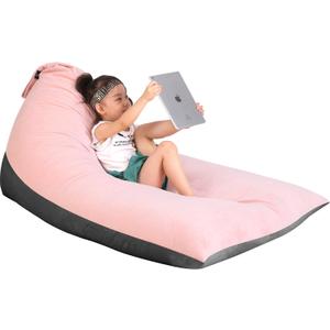 Stuffed Animal Storage Bean Bag Chair for Kids and Adults, Luxury Velvet Stuffed Animal Storage, Stuffie Seat - COVER ONLY(Pink & Dark Grey 200 L/52 Gal), 36.5"L x 35"W x 30"H
