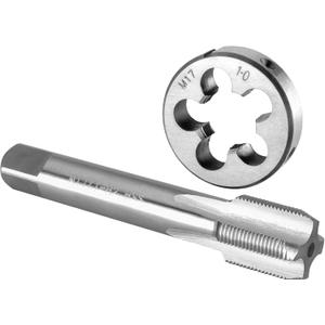 Burkit M17 X 1 Tap and Die Set, M17 x 1.0 Machine Thread Tap and Round Die Right Hand