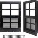 Yuzzy 24" x 36" Shed Windows with Tempered Glass and Fiberglass Screen, 2 Pack Small Sliding Windows for Shed, Chicken Coop, Playhouse, Household, Garage, Barns (Black)