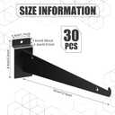 Oudain 30 Pcs 12" Slatwall Shelf Bracket with Lip Heavy Duty Slat Wall Brackets Bulk Floating Metal Slatwall Accessories for Shelving Display Garage Kitchen Mounting Supplies (Black)