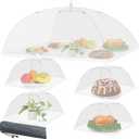 Mesh Food Covers for Outside - Upgraded 1 Extra Large 40x24 in & 4 Large 17x17 in Outdoor Party Food Cover Tent Collapsible Picnic Nets Umbrella Screen Pop Up Food Dome (White)
