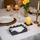 CubesLand Scalloped Napkin Holder for Bathroom Decor, Paper Rope Flat Napkin Dispenser Guest Towel Tray for Bathroom, Farmhouse Warm Napkin Holder for Table Dining Room Home Kitchen Decor, Black