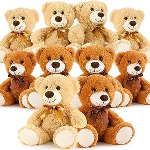MorisMos 10Pcs Teddy Bears Bulk Baby Shower, 14inch Cute Teddy Bear Stuffed Animals Plush, Small Stuffed Bears on Centerpiece Baby Shower, Brown, Dark Brown