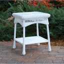 Tortuga Outdoor Portside Wicker Side Table, White Coastal
