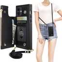 Bocasal Crossbody Wallet Case for iPhone 11 with Card Holder,Zipper Card Slot Protector Shockproof Purse Cover with Removable Cross Body Strap 6.1 Inch(Black)