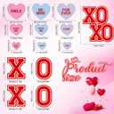 17 Pcs Valentines Day Conversation Hearts Tree Ornament Extra Large Sweet Candy Conversation Heart Tree Ornaments Be Mine Kiss Me Love Forever Heart Cut Outs for Valentine Home Decor