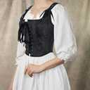 FGSS Women's Corset Top Bustier Renaissance - Vintage Lace Up Floral Print Corset Bodyshaper Boned Overbust (Black Jacquard)