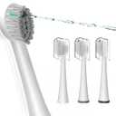 Replacement Brush Heads for Waterpik Sonic Fusion 2.0 - Flossing Toothbrush Head for Water pik with Color-Coded Rings & Hygienic Caps - 3 Pack White Soft Bristles - Compact Size