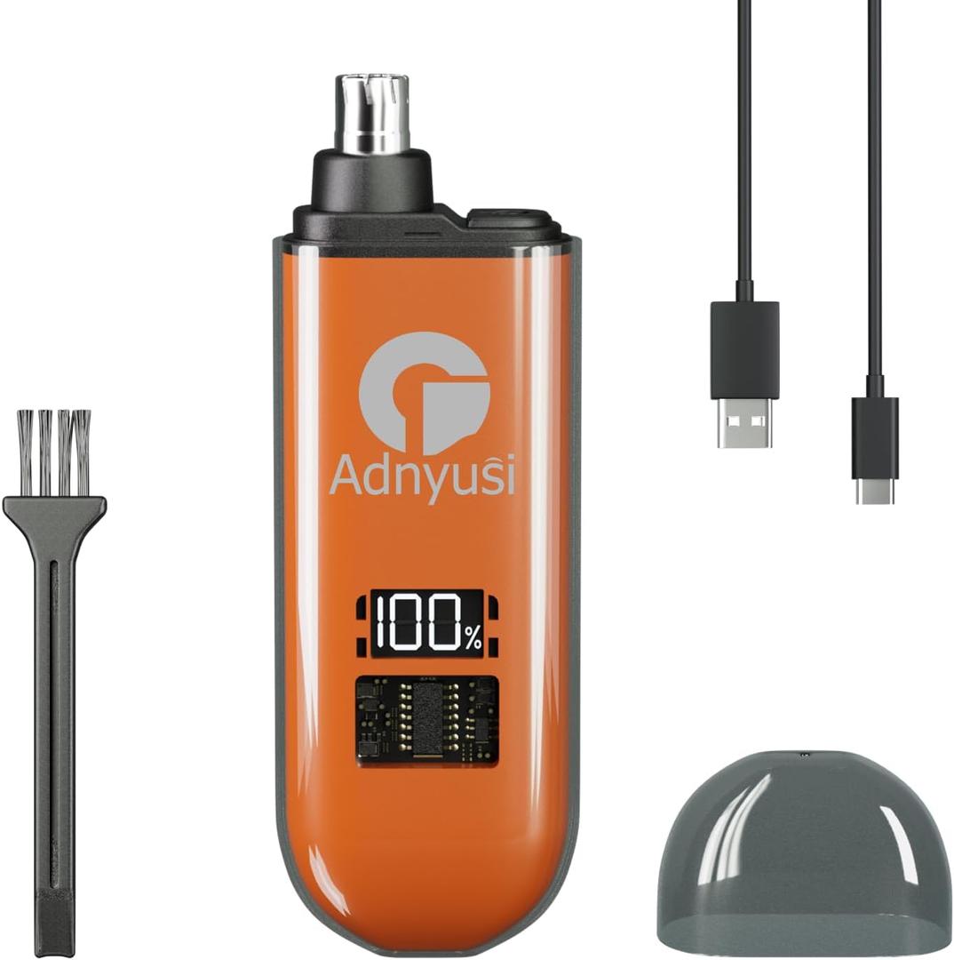 Adnyusi-2026 Professional Painless Nose Hair Trimmer, Unisex, USP Charging Digital Display, Double-Edged Blade That Does Not Harm The Nasal Cavity, Easy to Clean, Portable and Lightweight Design