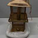 Large Bird Feeder, Double Tier Metal Bird Feeders for Outdoors, Square Tower Birdfeeder for Decorating Courtyard, Garden, Birds Watching