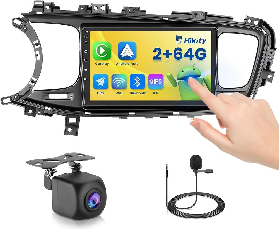 [2+64GB] Hikity Android 13 Car Stereo for Kia Optima K5 2013-2015 with Wireless Carplay Android Auto, 9" HD Touchscreen Car Radio with Mirror Link Bluetooth GPS WiFi SWC FM RDS DSP