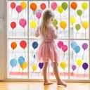 AnyDesign 9 Sheet Colorful Balloons Window Clings Stickers Watercolor Balloons Double-Sided Window Stickers Decorative Window Decals Reusable for Nursery School Classroom Home Glass Blackboard Decor