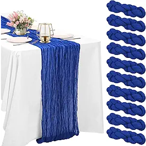 2 Pack Cheesecloth Table Runner 10FT Royal Blue Table Runner Boho Gauze Cheese Cloth Table Runners Long Rustic Sheer Table Decorations for Wedding Party Baby Bridal Shower Birthday Holiday Home
