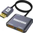 DisplayPort to Dual DisplayPort Splitter 1 in 2 Out | 4K60Hz, DP Source to DP Splitter Extended Display Port Splitter for Dual monitors, for Desktop,NVIDIA, AMD Graphics Card - macOS Does not Support MST