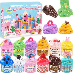 Slime Advent Calendar Kids 2025 24 Days of Candy Slime Kit Christmas Countdown Calendar DIY Slime of Surprises with Different Charms Kit for Boys Girls Teen