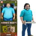 Mattel Minecraft Large-Scale Action Figure, 12-inch Posable Steve Toy Collectible Inspired by A Minecraft Movie