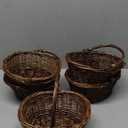 Barydat 6 Pcs Small Wicker Picnic Basket with Handle Flower Girl Baskets Oval Willow Woven Braided Gift Basket for Weddings Baby Shower Summer Home Garden Decor(9" X 7" X 4",Brown)