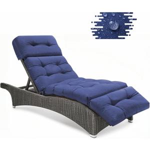 Outdoor Chaise Lounge Cushions, Waterproof Non-Slip Thickened Lounge Chair Cushion with Ties, Replacement Patio Pool Recliner Cushions for Outdoor Furniture, 74.4x21.7x4.5 Inches (Blue)