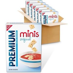 Premium Original Mini Saltine Crackers, Lunch Snacks, Bulk Snacks, 6 - 11 oz Boxes BB: 16 JUL 26