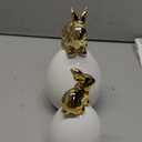 Easter Bunny Decorations, 2 Pcs Cute Gold Rabbit Sit on White Eggs Figurines for Spring Indoor Home Decorations