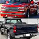 Headlights Tail Lights Assembly Combo Compatible with 2003 2004 2005 2006 Chevy Silverado 1500 2500 3500, Chrome Housing Clear Lens Headlamp w/ Red Taillight Rear Brake Lamp