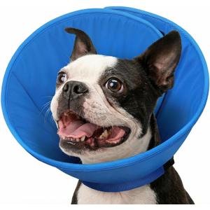 Soft Dog Cone for Medium Dogs, Adjustale Cone for Dogs to Stop Licking, Comfy Dog Recovery E-Collar Alternative for Wound Healing After Surgery, Blue M