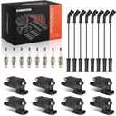 A-Premium 8 Ignition Coils with 8 Spark Plug Wires and 8 Iridium Spark Plugs Compatible with Chevy, GMC & Cadillac Models - Silverado 1500, Tahoe, Sierra 2500 HD, Yukon, Camaro, Escalade, CTS
