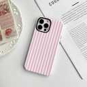 NITITOP Compatible for iPhone 13 Pro Case Stripe - Pink White