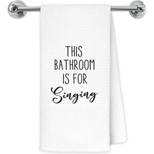 Funny Bathroom Hand Towels, This Bathroom is for Singing Humorous Quote Decorative Hand Towels for Bath Room Washroom Restroom, 16x24 Inch