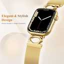 2 x Magnetic Mesh Metal Band Compatible with Apple Watch 10, Dressy C Shaped Buckle Milanese Bracelet Stainless Steel Adjustable Strap Replacement for Apple Ultra Series 9/8/7/6/5/4/3/2/1/SE Women Men