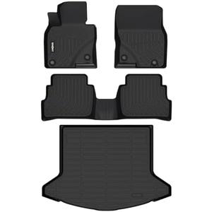 GINOWY- Floor Mats & Cargo Liner for Mazda CX-5 2023 2024 2025, TPE All Weather Protection Car Mats for Mazda CX5 2024 Non-Slip Trunk Mat Floor Liners Waterproof CX5 Accessories Mats Black