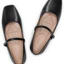 ATHMILE Mary Jane Shoes Women Ballet Flats Shoes for Women Slip on Comfortable Dressy Adjustable Strap for Work Office Business Casual (8, Black)